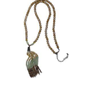 Long Beaded Tassel Necklace Costume Jewelry u
